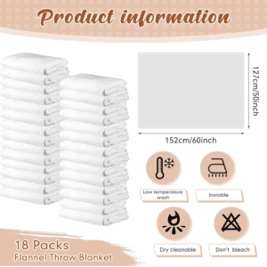 A stack of folded towels with product information.